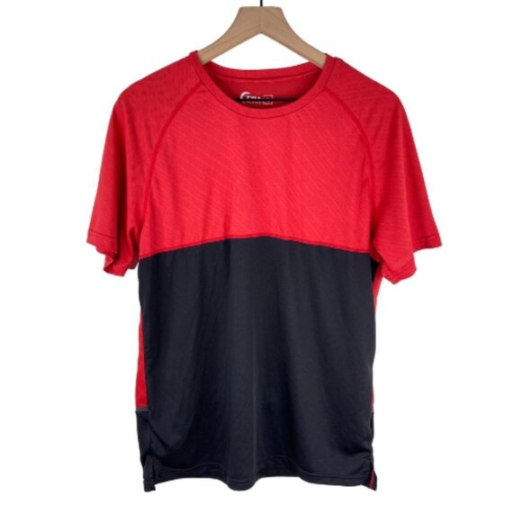 Zyia Active T Shirt Mens Large Red Performance Short Sleeve Adventure Split T - Picture 1 of 12